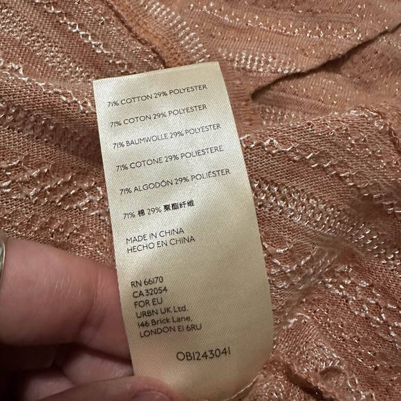 NWT Free People "Heirloom" Slub Knit Ruffle Top in "Doe Combo" Blush Pink size L - Picture 7 of 8